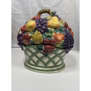 Raymond Waites Cornucopia Fruit Soup‎ Tureen Cookie Jar 2 Piece Certified Int'l